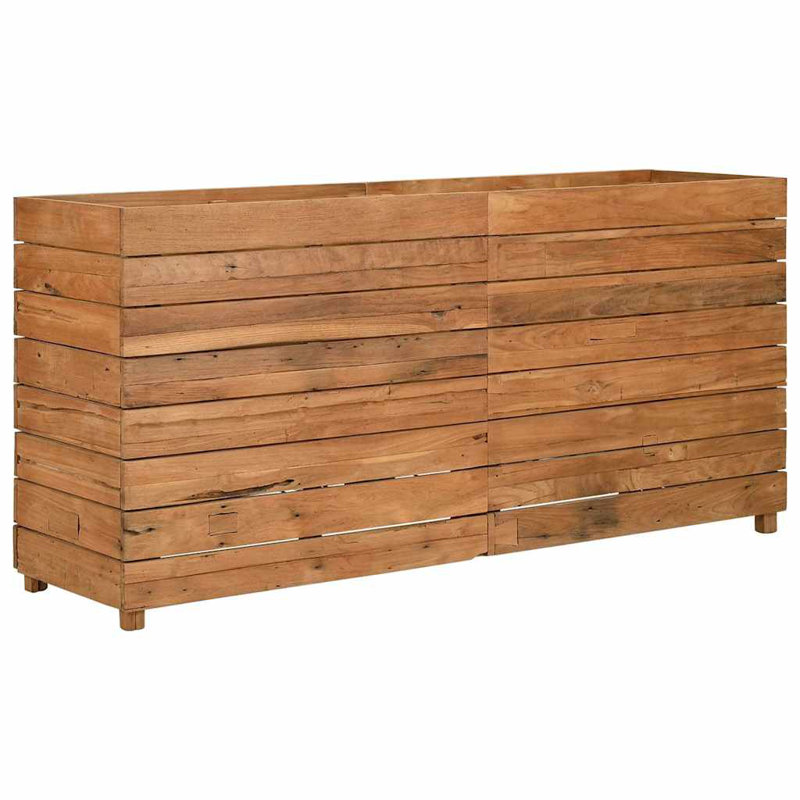 Raised Bed 150x40x72 cm Recycled Teak Wood and Steel, 72cm H x 150cm W x 40cm D