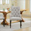 Élégante chaise de salle à manger rembourrée en chenille avec des pieds incurvés en bois massif, parfaite pour le confort et le style dans toute salle à manger.-2015508472