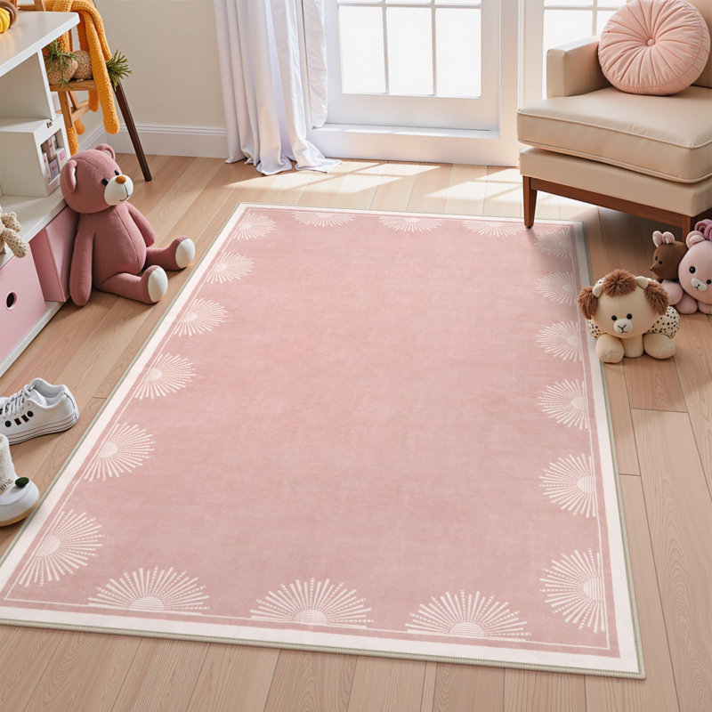 Modern Washable Bedroom Rugs Low Pile Soft Rug for Living Room Aqua Sun Printed Dining Room Rugs for Under Table Throw Carpets for Nursery Kids