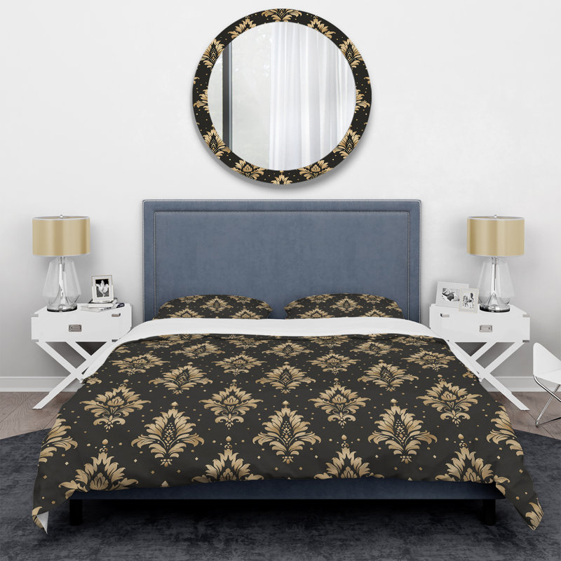 Ensemble de housse de couette Glam Damask, Housse de couette pour grand lit + 2 taies décora