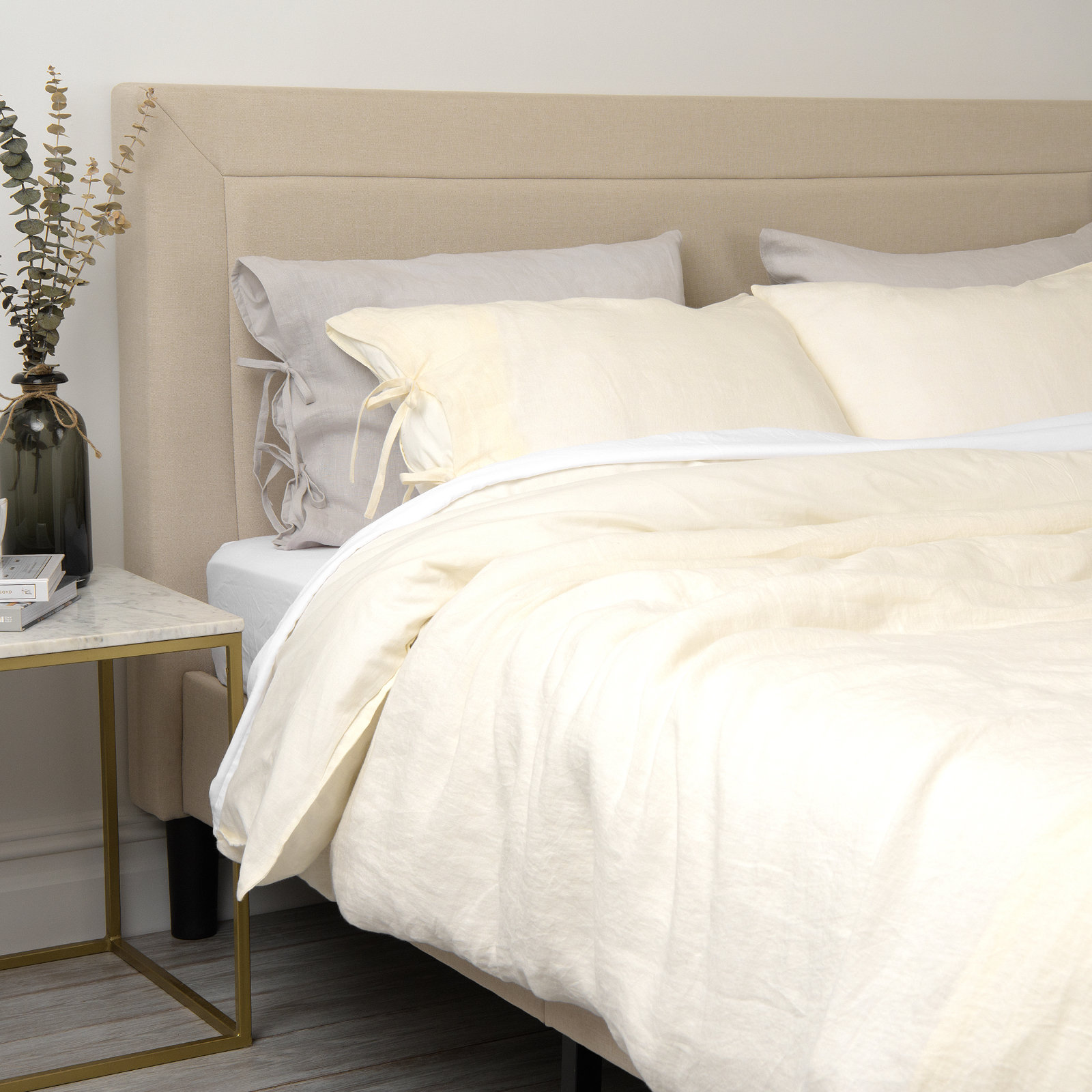 Ginesta Cotton Blend Duvet Cover Set, Ivory, Twin Duvet Cover + 1 Standard Sham
