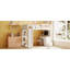 Lit mezzanine simple avec échelle, tablettes et bureau