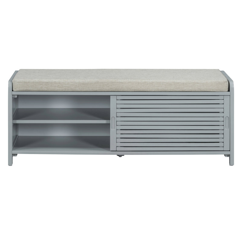 Banc à chaussures avec rangement et coussin, Gris