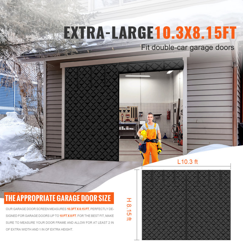 Écran de porte de garage pour trousse d'isolation de porte de garage d'hiver, L 124,16 po x H 97,24 po