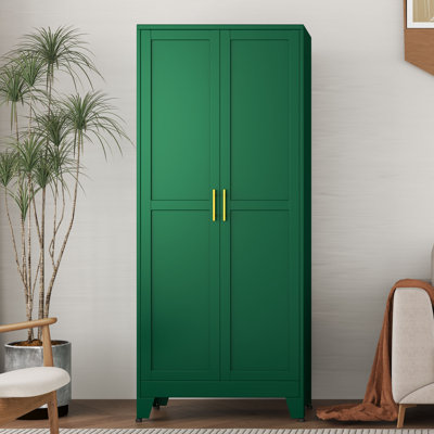70.9”H Tall Metal Freestanding Armoire Wardrobe Closet with Hanging Rod