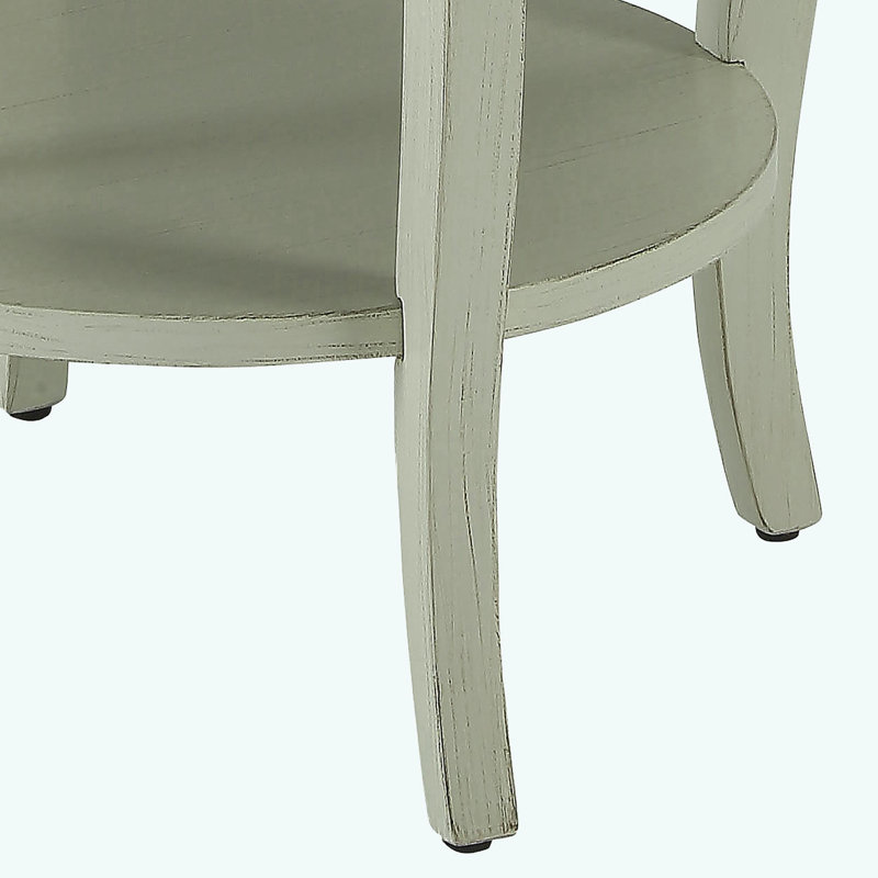 Rustic White Round Side Table, Antique White