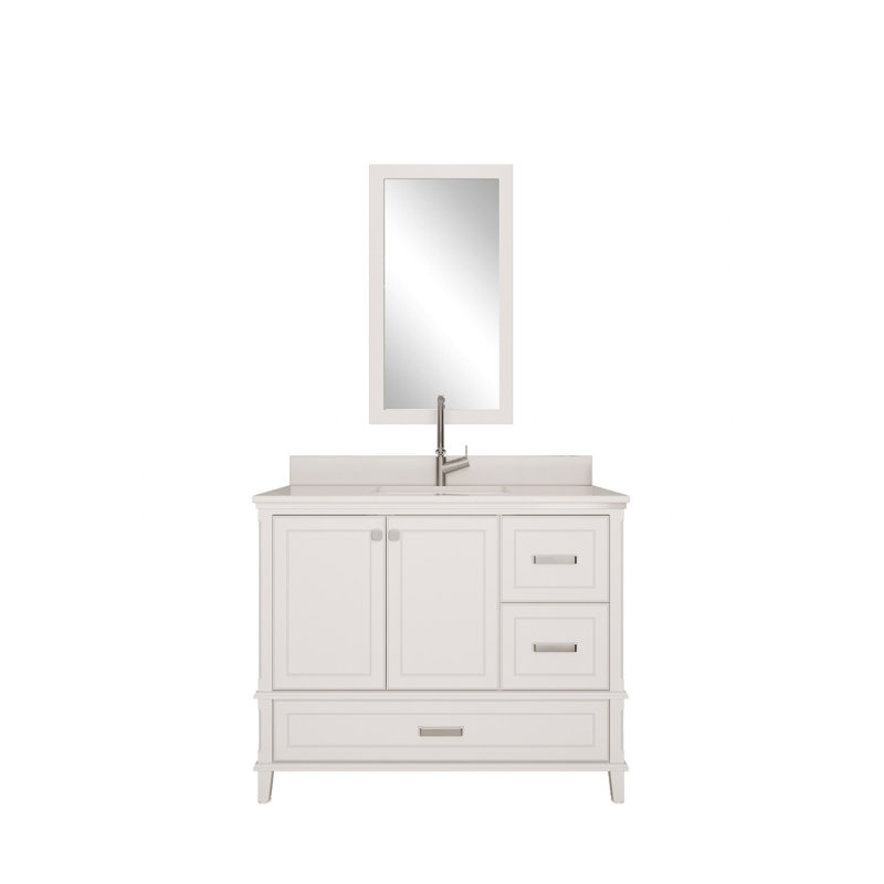 Ensemble de meuble-lavabo simple 41,3 po avec miroir Clabo, Blanc