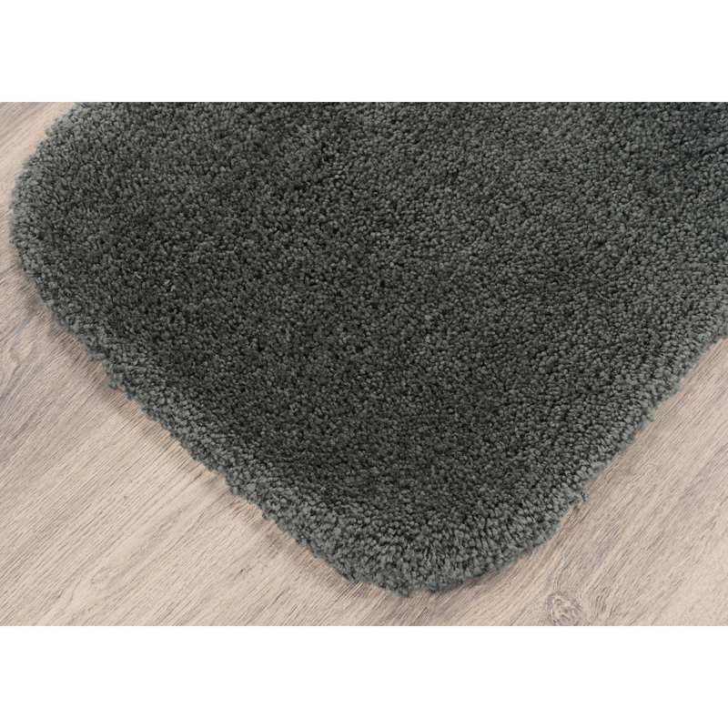 Treye Nylon Bath Rug with Non-Slip Backing, Dark Gray, Rectangle 24" x 40"