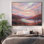 Très grande reproduction d'art sur toile - Vallée de montagne rose avec lac Serene, œuvre d'art pour le salon ou la chambre à coucher - «Assemblage requis du cadre (cadre non fini)»