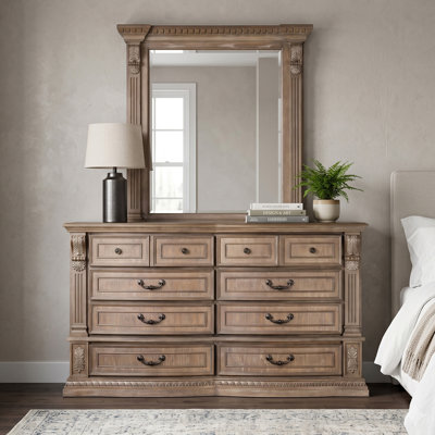 Indery 10-Drawer Dresser With Mirror