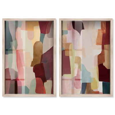 «Clay Fields», ensemble d'œuvres d'art abstraites roses par Art Remedy, cadre noir, 10 x 15