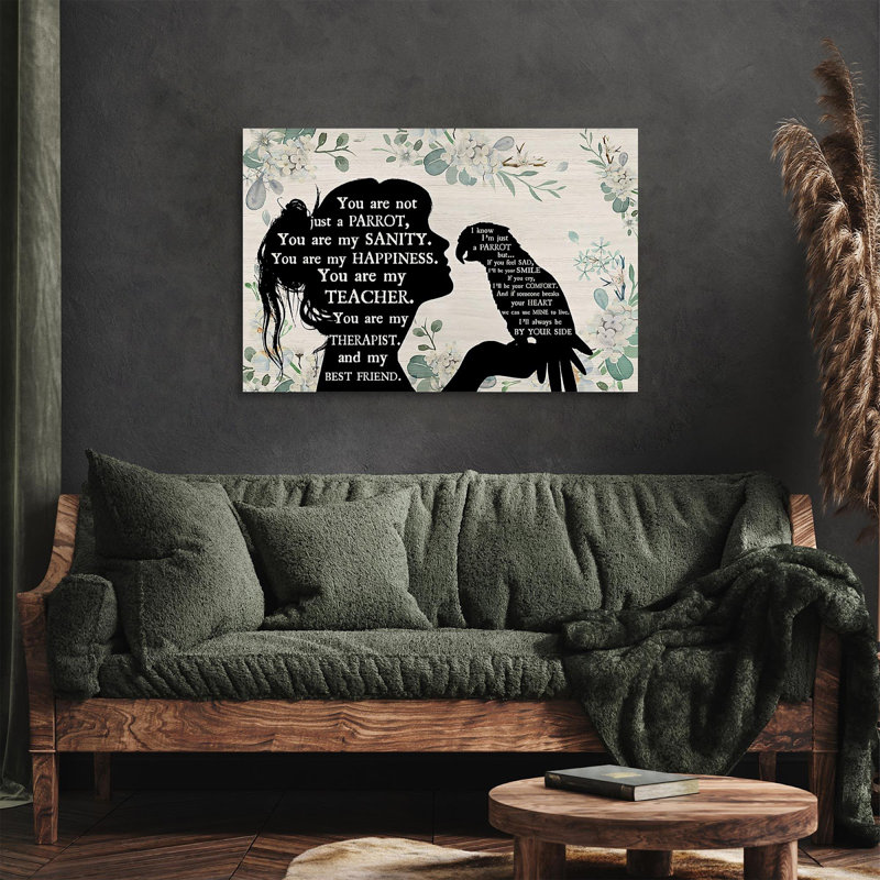 «Parrot Friends», impression sur toile tendue, H 24 po x l 36 po x P 1,25 po
