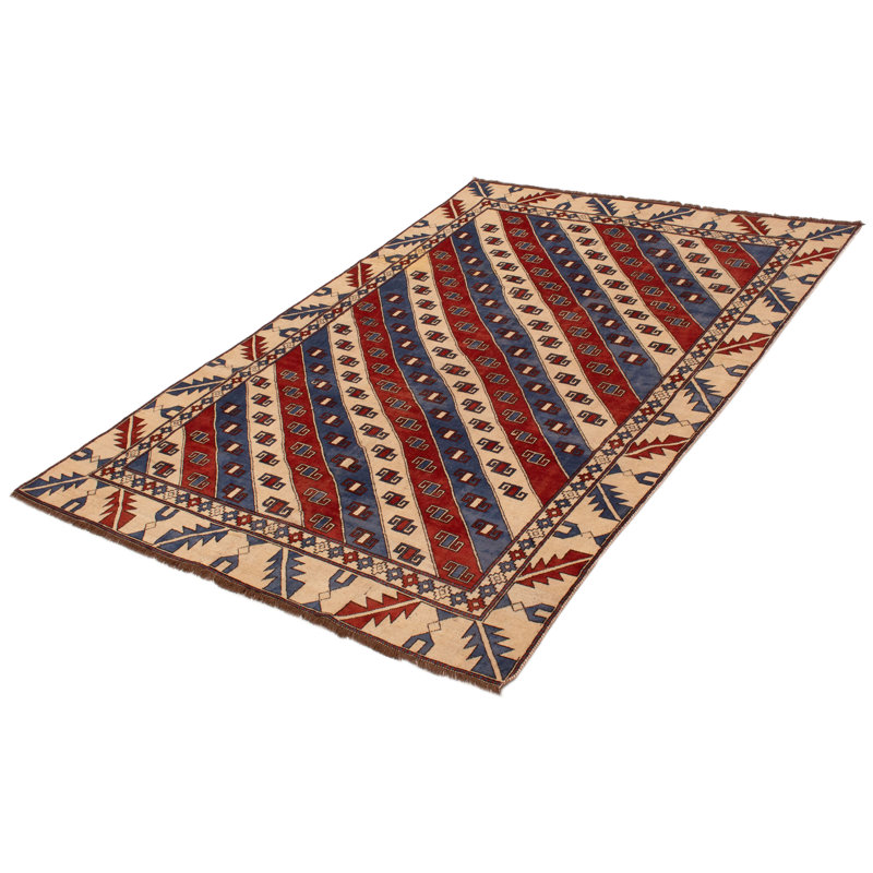Tapis rectangulaire unique en laine 6 pi 11 po x 9 pi 8 po années 1990