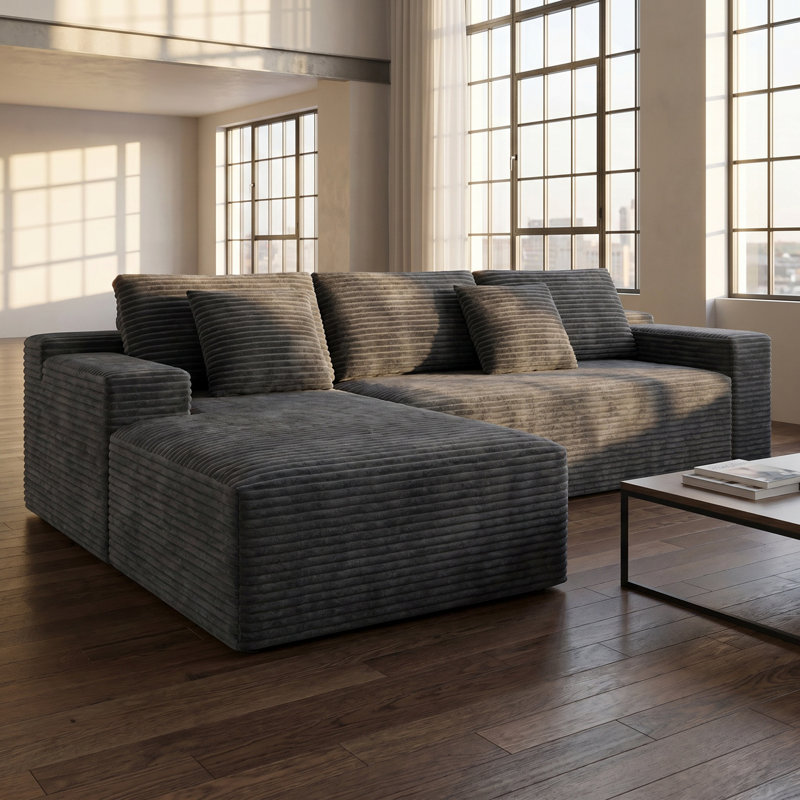 Canapé modulaire modulaire, Gris, Orienté vers la gauche
