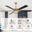 Ventilateur de plafond en cristal 65 "avec lumières et télécommande et moteur à courant continu réversible Landria-861260366