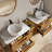 72" Wallmount Bathroom Vanity With Engineered Stone Top And Double Ceramic Sinks