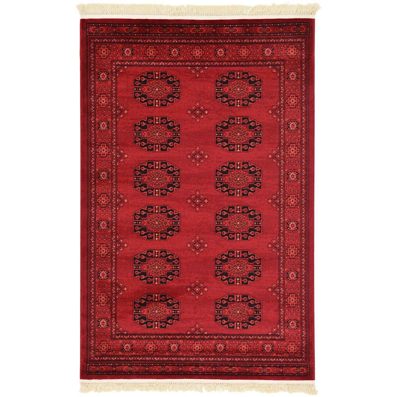 Tapis oriental rouge Amro, Rectangle 5'3" x 7'1"