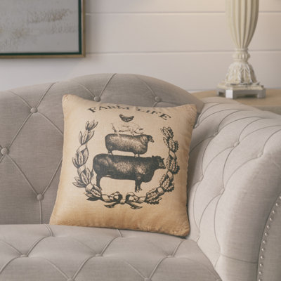 Farm Life Reversible Throw Pillow