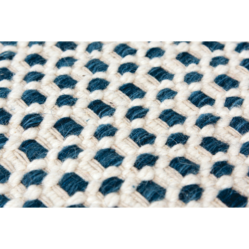 Tapis bleu en laine touffeté à la main Pangle, Rectangle de 7 pi 6 po x 9 pi 6 po