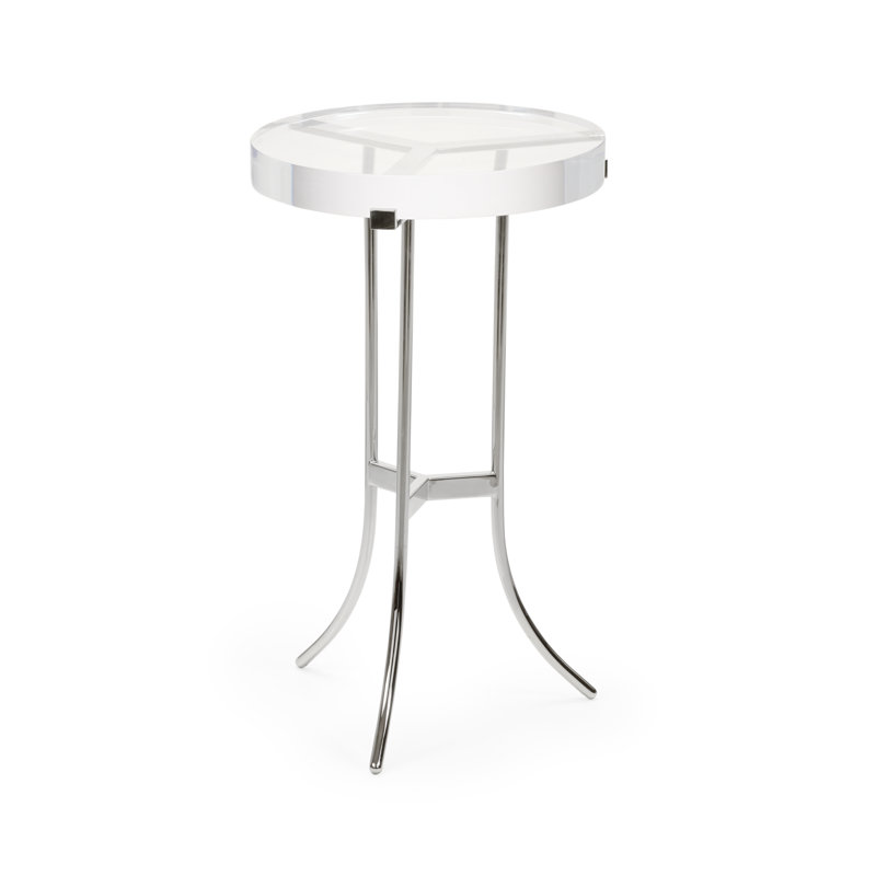 Ragsdale Polished Nickel 27" Round Acrylic Side Table