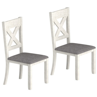 16.54 H Rubber Wood Dining Chair High Back Grey Kitchen Chair Set
