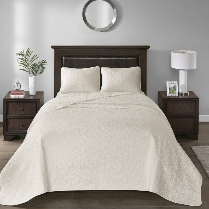 Couvre-lit réversible crème très grand - Rembourrage en coton prélavé pour une bonne nuit de sommeil. Courtepointe d'aspect charmant surdimensionnée.