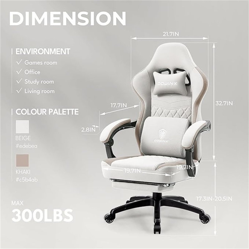 Fauteuil de jeu en tissu respirant Dowinx, Beige