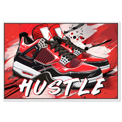 Red Hustle Style Sneakers Canvas Sneaker Prints by Art Remedy