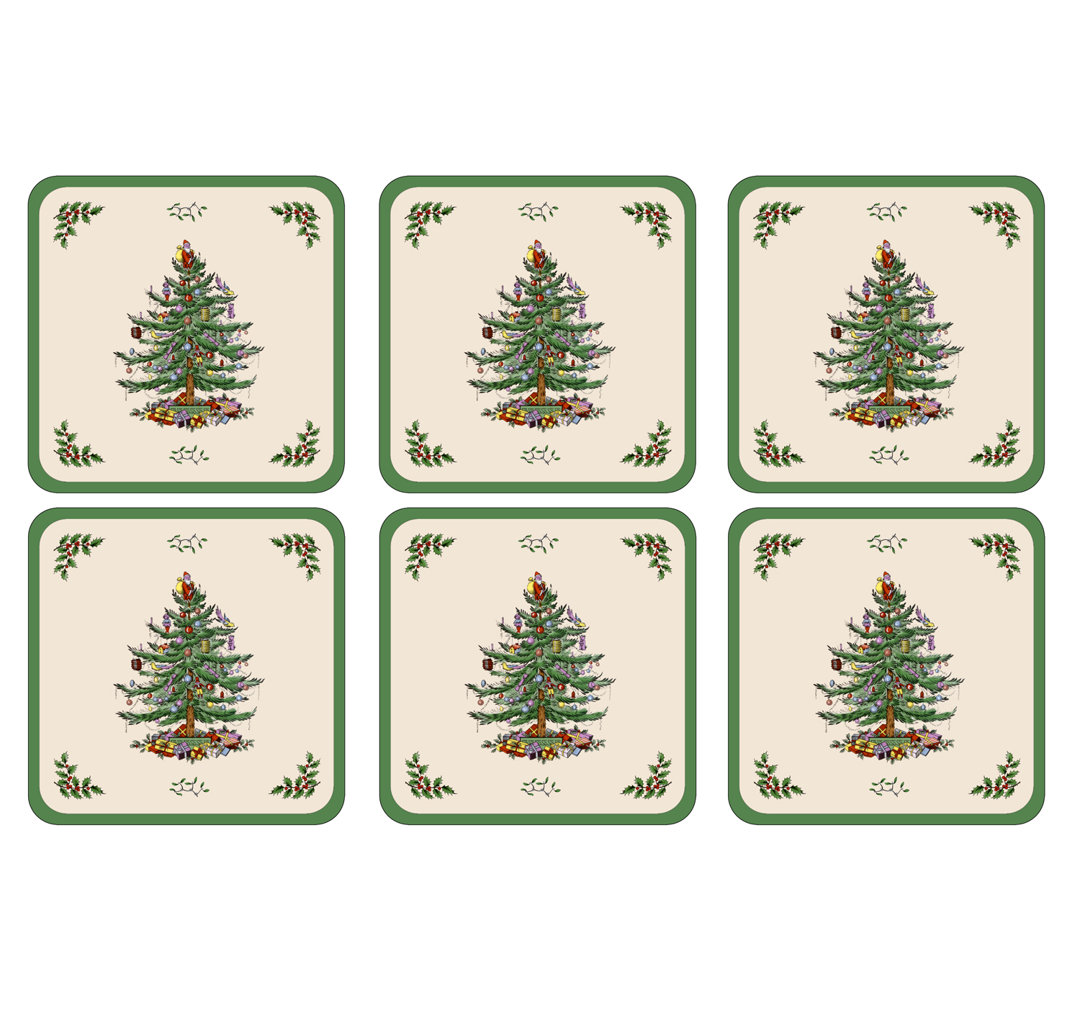 Pimpernel Christmas Tree Coasters 4"X 4" (Set of 6) Pimpernel