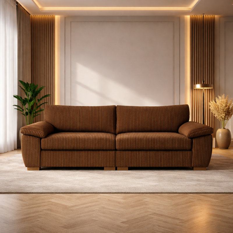 3 Seater Corduroy Sofa, Brown