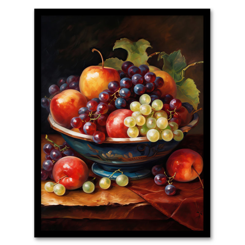 Akhira Classical Still Life Fruit Bowl - Single Picture Frame Print