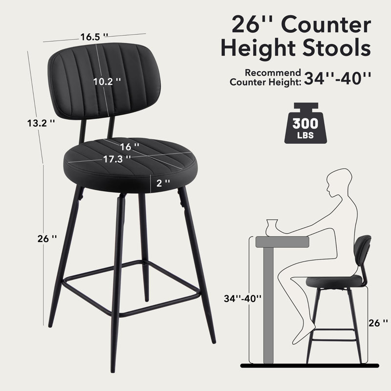 Ensemble de 2 tabourets pivotants 26 po, Noir