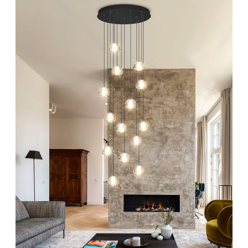 Lustre en cristal 14 lumières, Noir mat