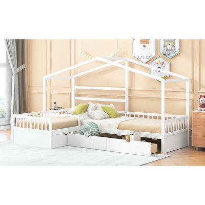 Lit plateforme simple à 3 tiroirs, blanc - Lit confortable et fascinant dans la chambre à coucher