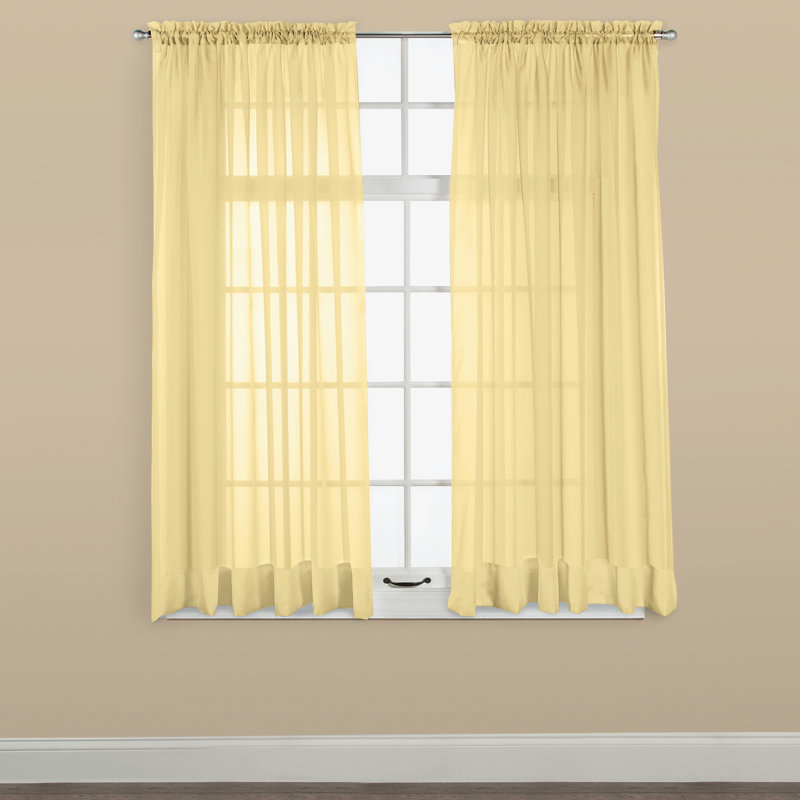 White Sheer Polyester Rod Pocket Window Curtain Panel 60" x 63"