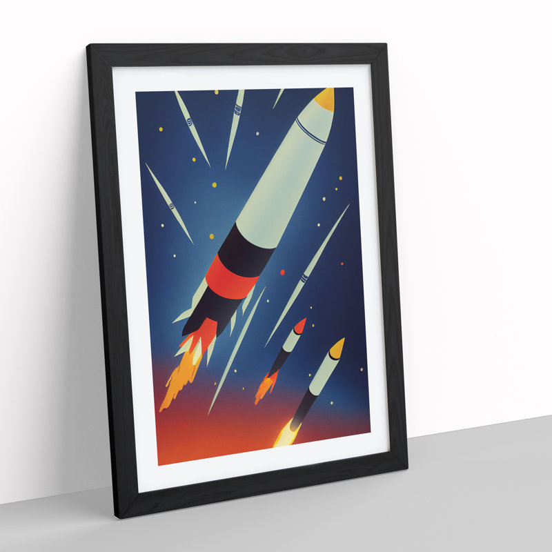 The Unbeatable Spaceship Rocket - Framed Print, 46cm H x 34cm W x 2cm D, Black