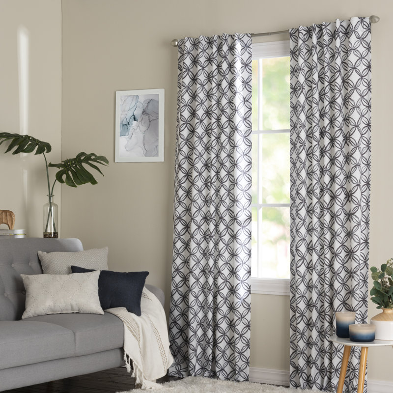 Moorpark 100% Polyester Room Darkening Geometric Print Curtain Panel with Rod Pocket Top and Hidden Back Tabs , 42" x 95"