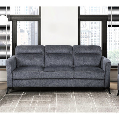 Chaise contemporaine 3 pièces en microfibre gris foncé avec assise confortable et anneau en métal noir: sièges rembourrés