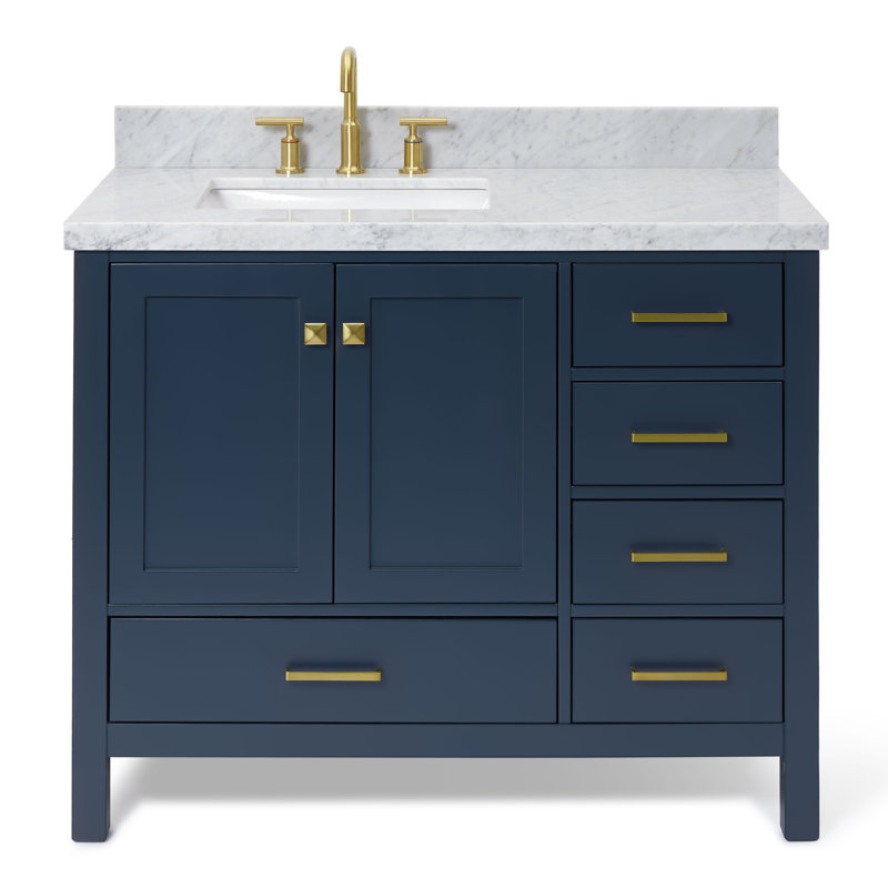 Ensemble de meuble-lavabo simple 43 po Cambridge, Left, Forme rectangulaire, Bleu minuit