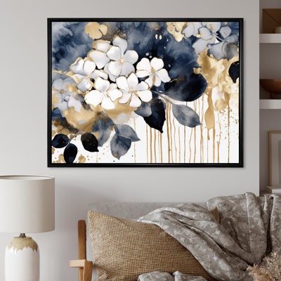 White Gold Hydrangea Blooms Heaven I - Floral Framed Prints