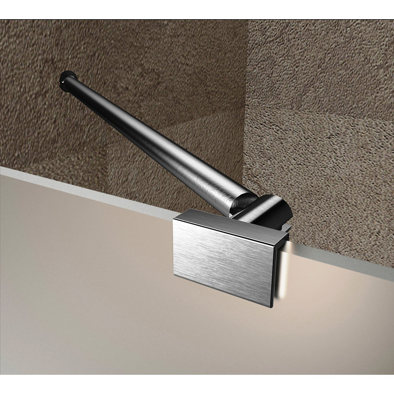 Nautis 30" x 72" Hinged Completely Frameless Shower Door, Brushed Stainless Steel