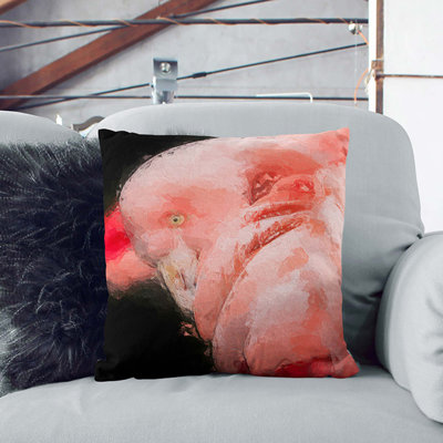 Pink Flamingo Abstract Cushion with Filling