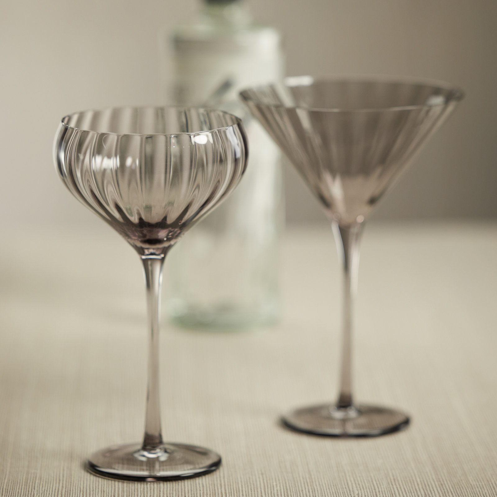 Boulder Ribbed Coupe Glass, Smoke