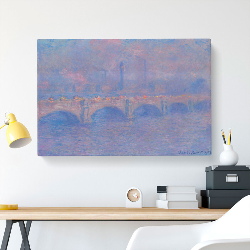 Waterloo Bridge In London Vol.1 by Claude Monet - Wrapped Canvas Painting, 35cm H x 50cm W x 3cm D