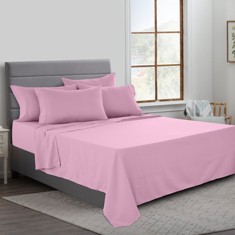 Lux Decor 6-Piece Ultra-Soft Microfiber Sheet Set Deep Pocket Fitted Sheet, Wrinkle & Fade-Resistant, Hotel Quality Bedding