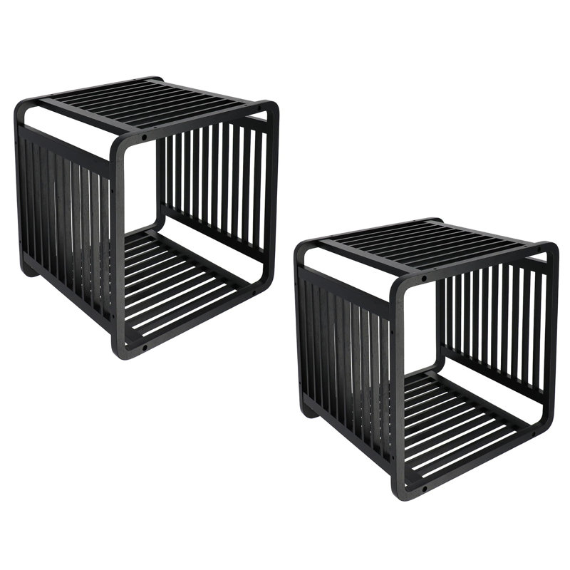 Smart Kube Bamboo Cube Storage, 13" Stackable Shelf Organizer, Black