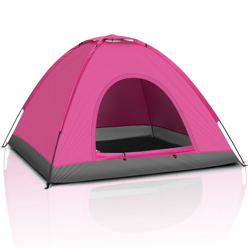 Tente de camping portable en forme de dôme pour 3 personnes, Rose