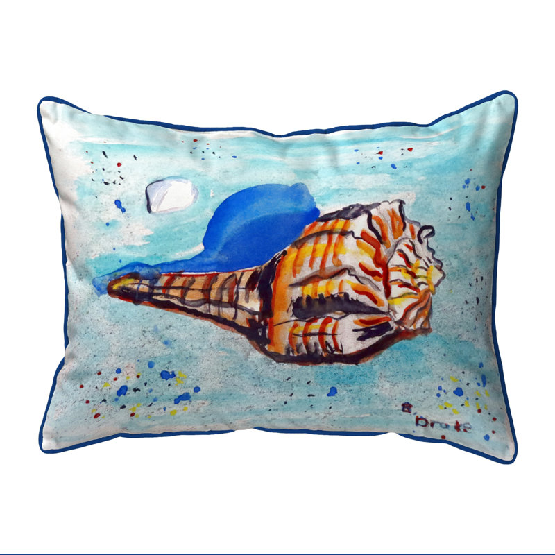 Shell Outdoor Reversible Throw Pillow, 11" H x 14" W