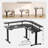 Standing Desk L Shaped with LED Light and Power Outlet, Electric Height Adjustable Computer Office Desk Sit Stand Up with Monitor Stand-1975181923