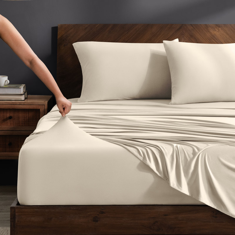 Microfiber Stretch Sheet Set, Twin XL Sheet Set with 1 Standard Pillowcase, Sand